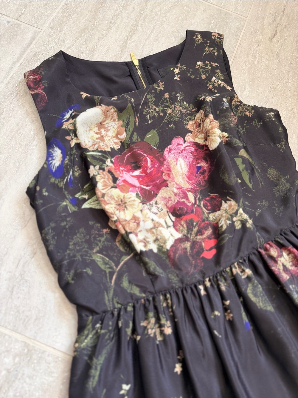 Whimsical Romantic Womens Dress 4 Black Floral Midi Fairy Wedding Guest MAIA - Picture 10 of 15